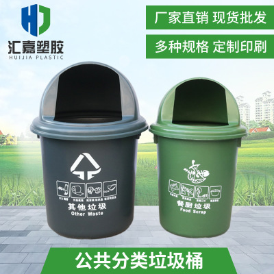 50升80升分类垃圾桶厂家批发公园校园塑料果皮箱分类头盔投放桶
