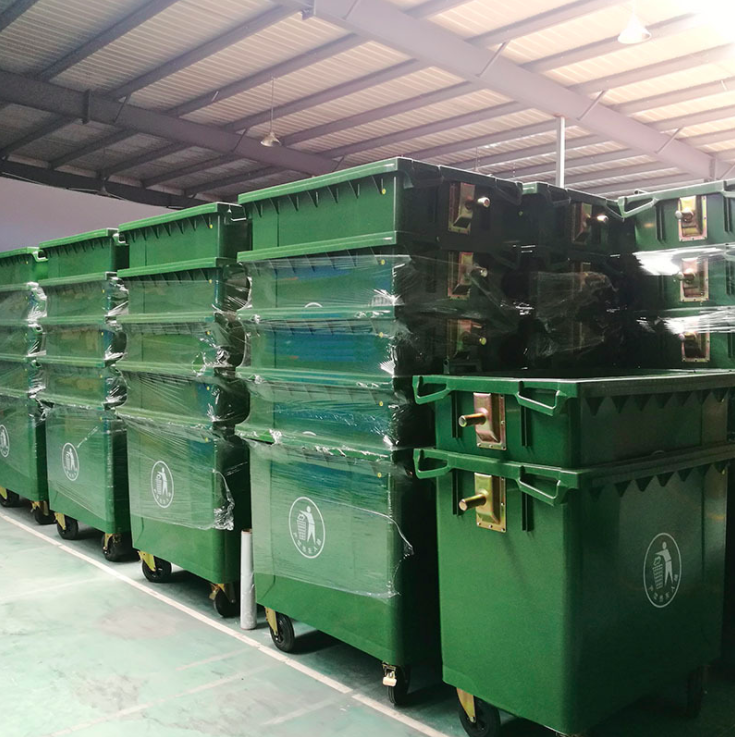 厂家直销660升户外环卫垃圾桶大号塑料加厚垃圾箱四轮挂车垃圾桶