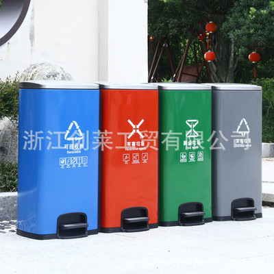 分类脚踏垃圾桶不锈钢垃圾桶60L大号上海干湿垃圾分类分离桶厨房