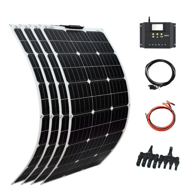 工厂现货太阳能板 4*100W柔性太阳能电池板房车游艇蓄电池充电板