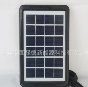 直销6V3W光伏太阳能板单多晶5.5DC USB头塑胶框充手机小系统3米线