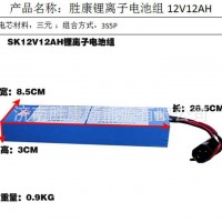 济南胜康 12v12AH三元锂电池 一体化太阳能光伏路灯18650锂电组池 12Ah太阳能储能 玩具车锂电池