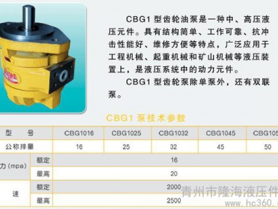 供应山东齿轮泵 潍坊CBG齿轮泵 青州CBG齿轮泵厂家 青州隆海