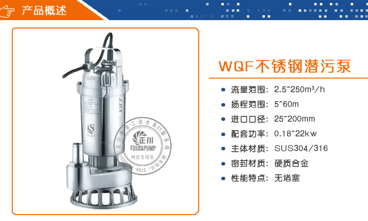WQF型全不锈钢无堵塞排污泵主图